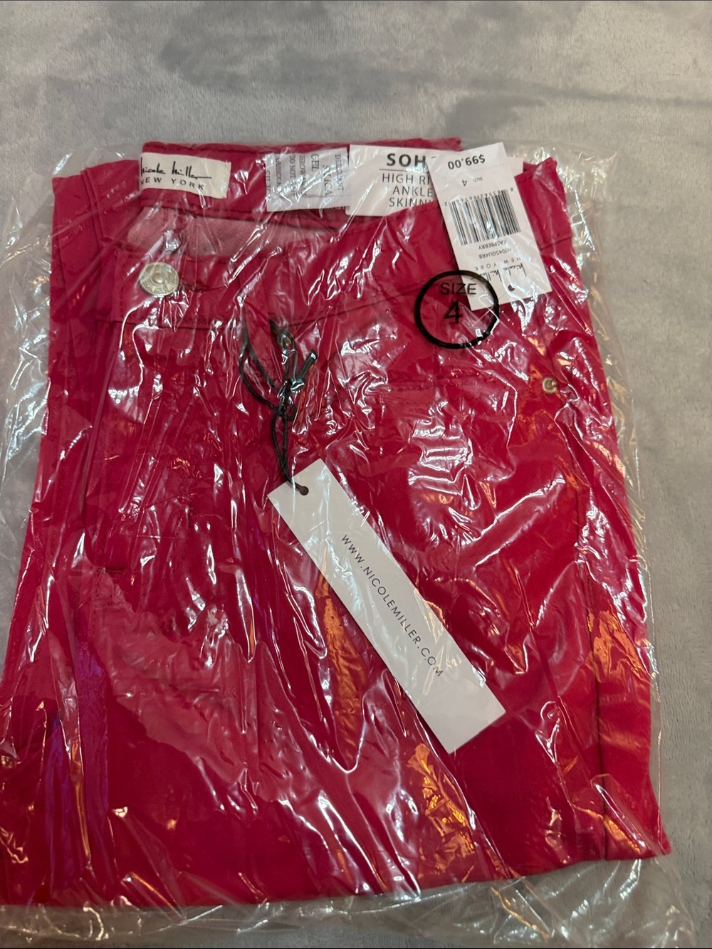 Nicole Miller Red High-Rise Ankle Skinny Pants